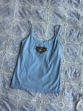 Vintage Y2K baby blue racing cami tank